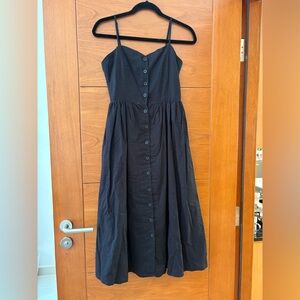 H&M Black Linen Midi Dress